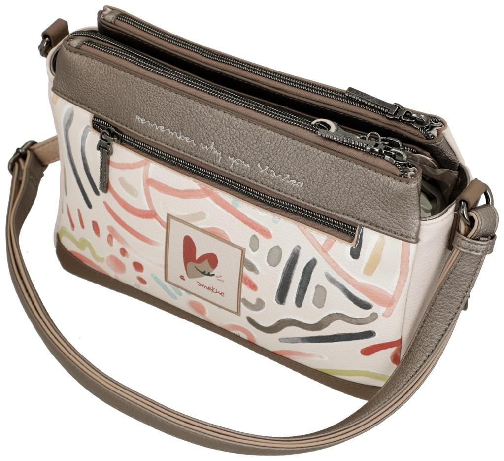 Anekke Damentasche beige Muse Olympia metallic Fackel Ziernieten