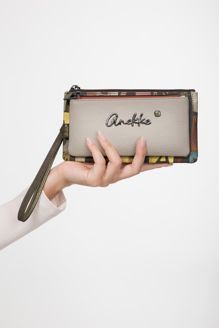 Anekke Etuibörse Muse beige Amphora dunkelbunt Handschlaufe Bronze