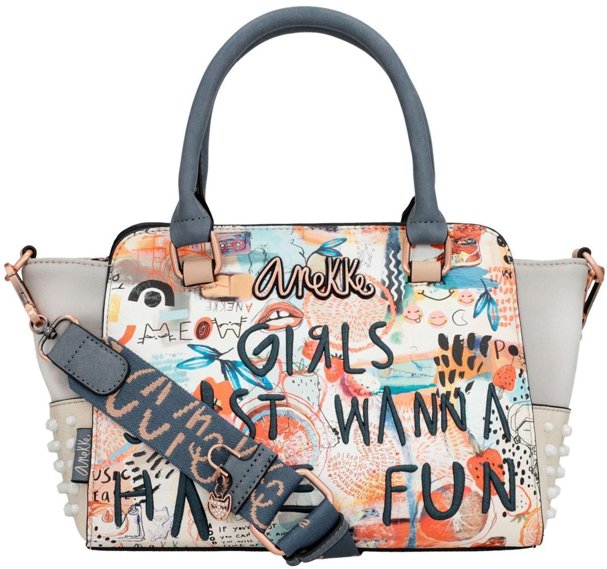 Anekke Fun and Music Kurzgrifftasche Nieten Comic Print bunt Message