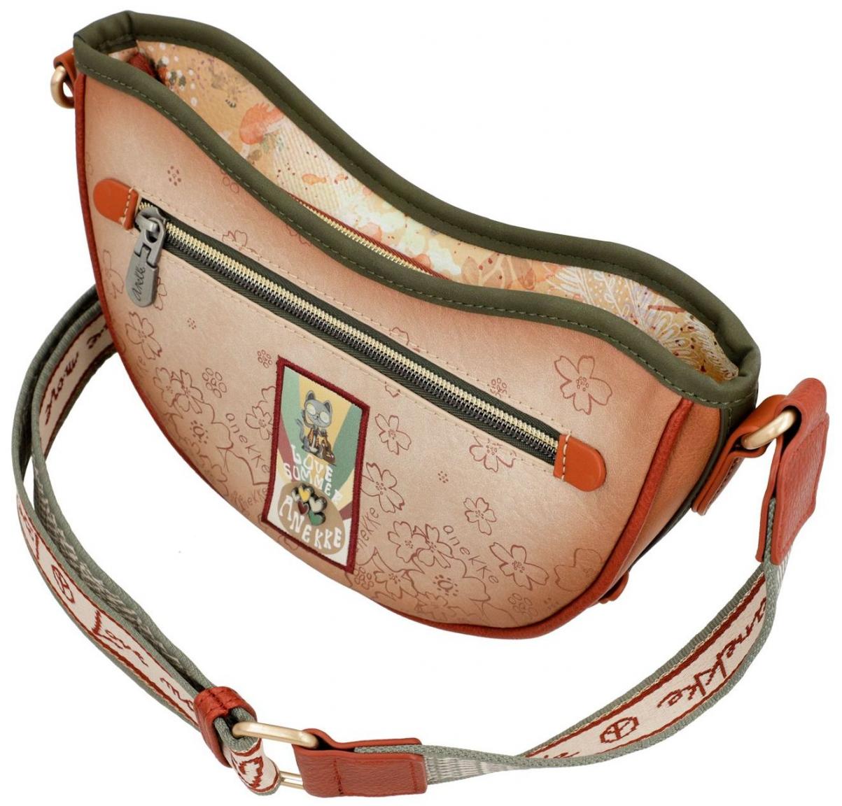 Anekke Halbmond Crossovertasche Peace & Love Camel