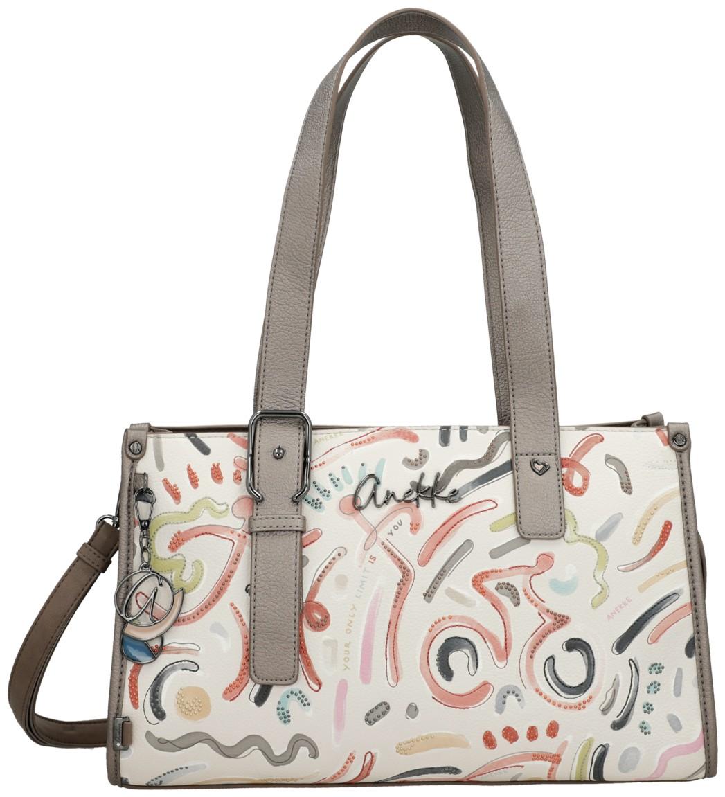 Anekke Handtasche metallic Muse Olympia stilisiert Print farbenfroh