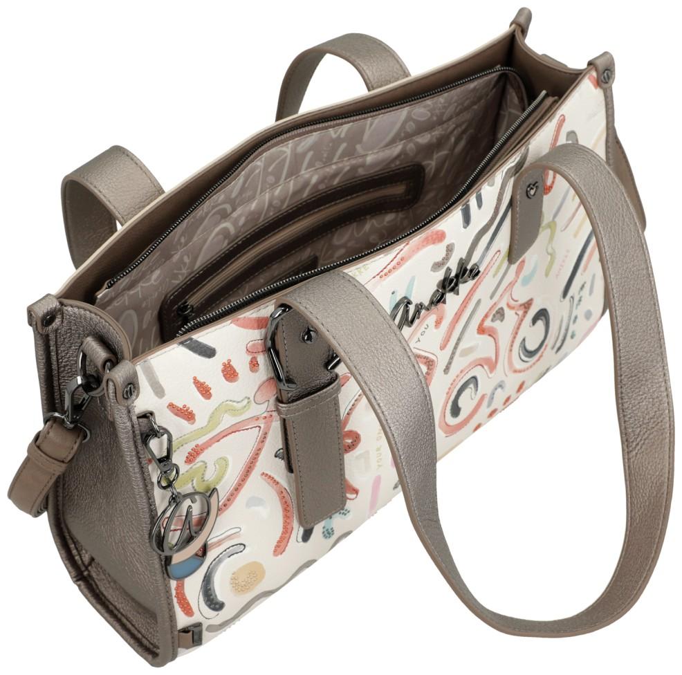 Anekke Handtasche metallic Muse Olympia stilisiert Print farbenfroh