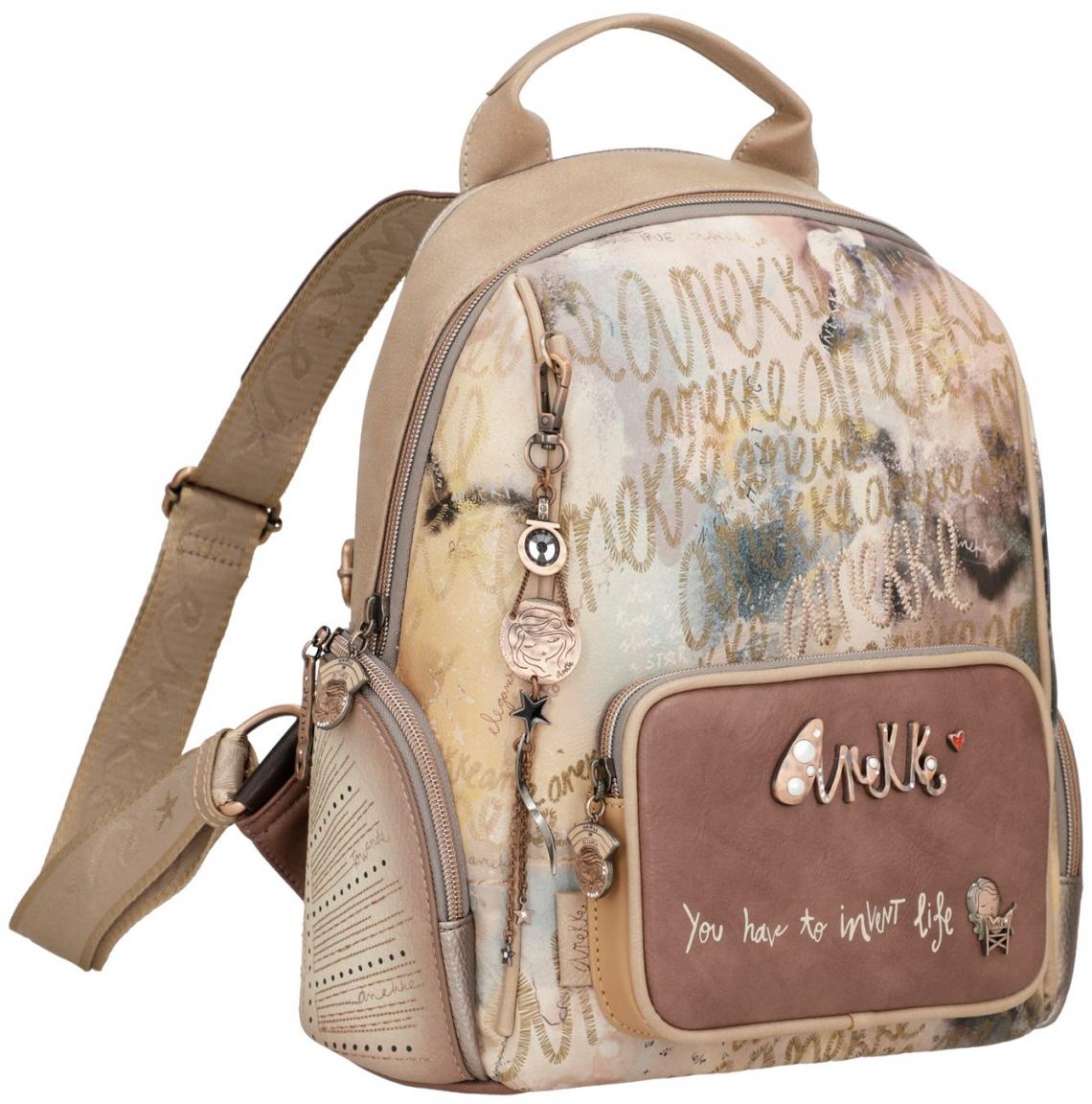 Anekke Hollywood Stars Alltagsrucksack beige bunt Logoprint