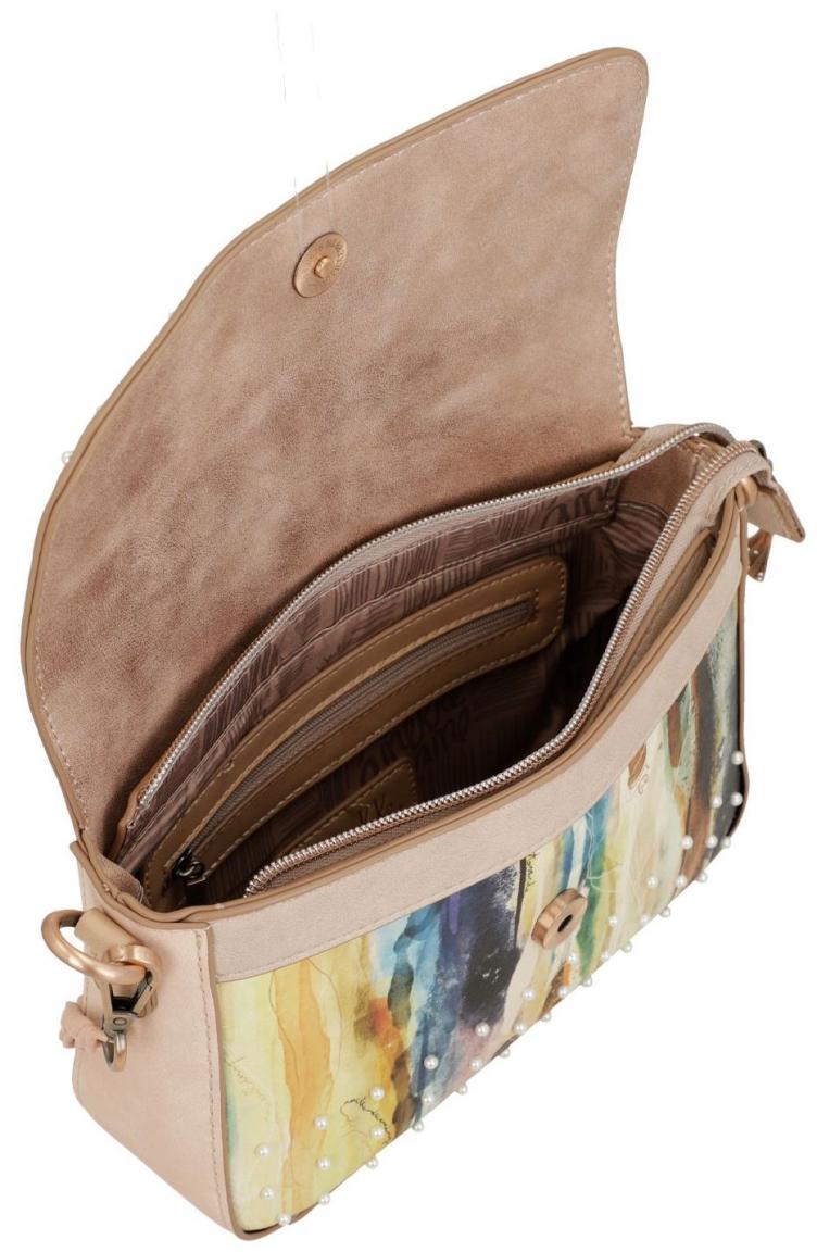 Anekke Hollywood Überschlagtasche Baguette Bag bunt Perlen Kette