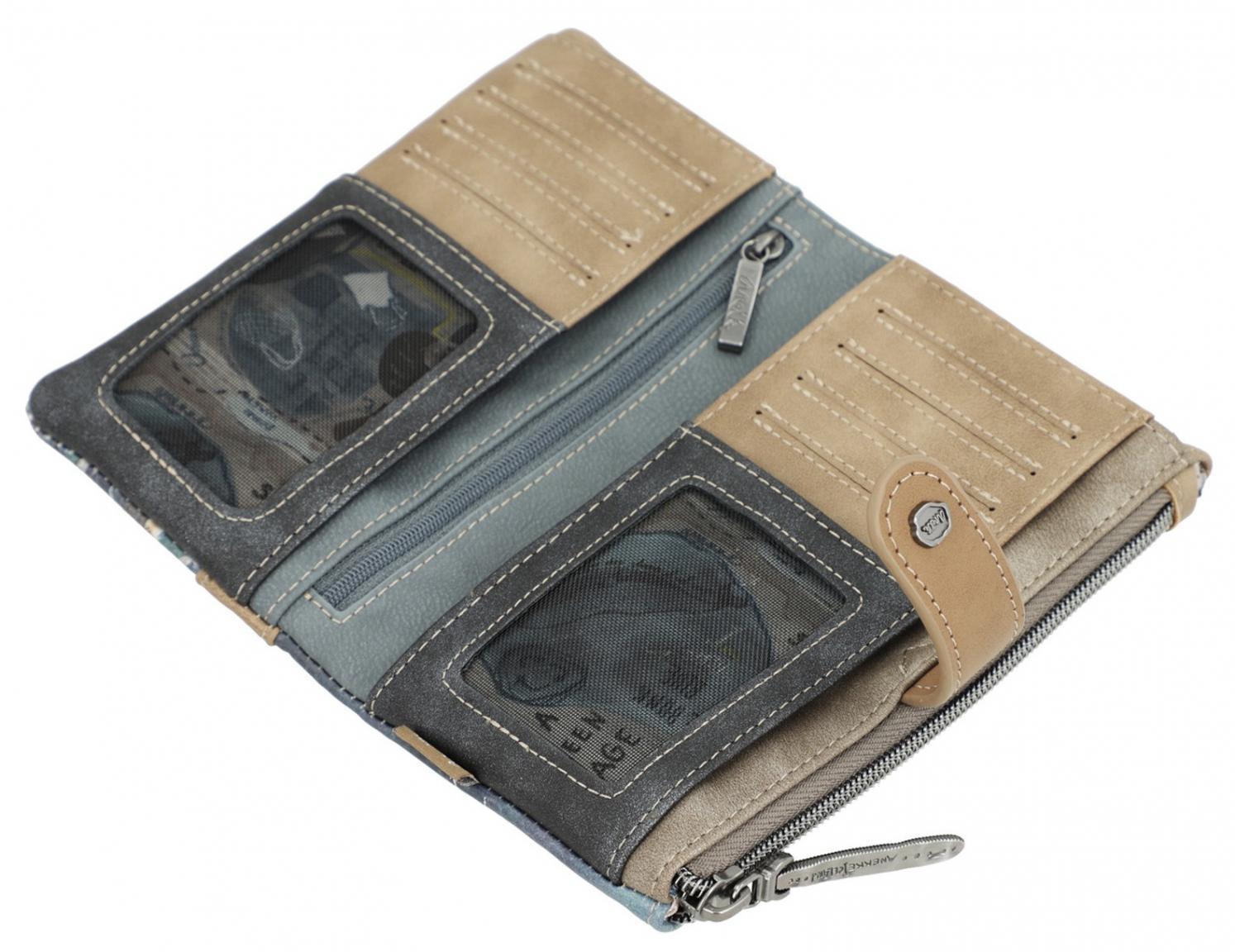 Anekke Iceland Skandinavien Perlmutt blau braun Brieftasche bestickt