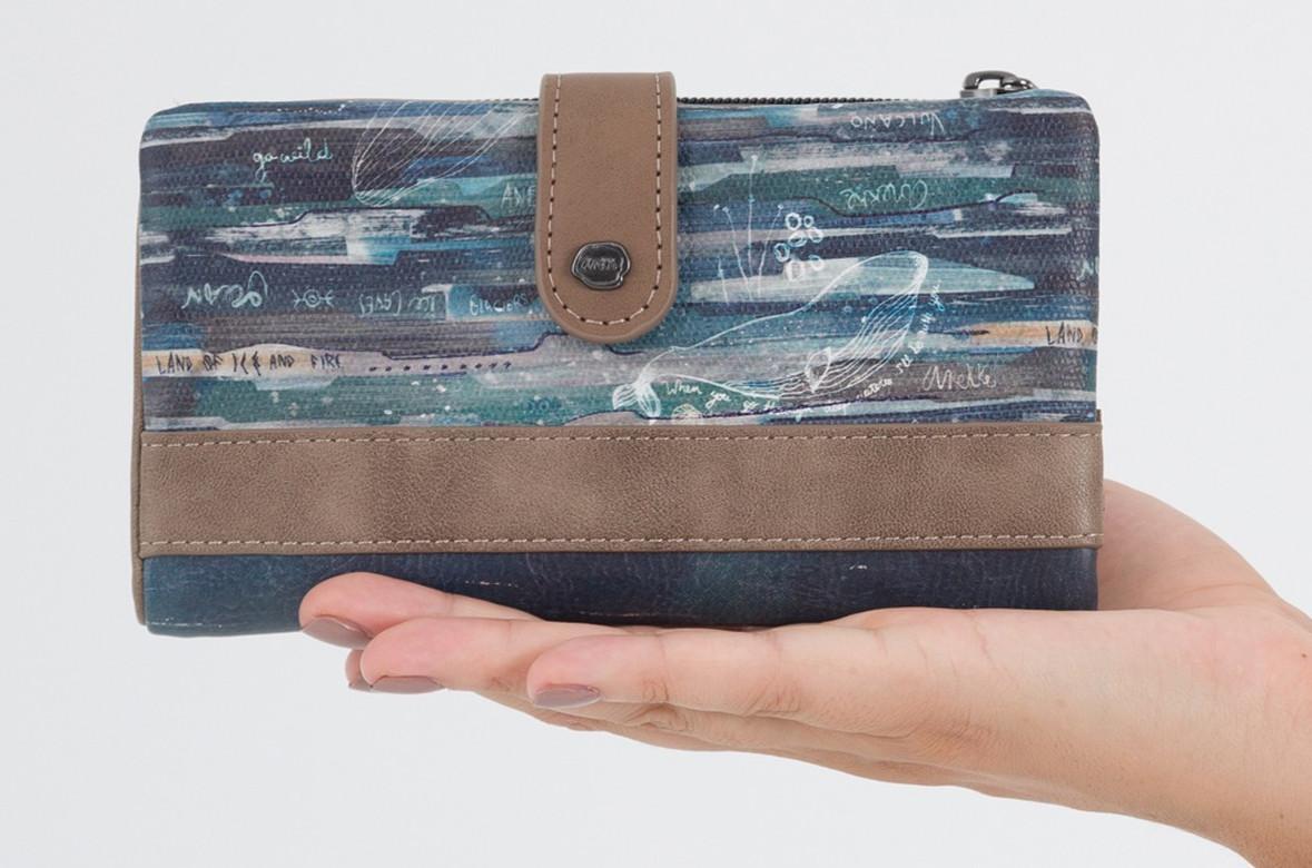 Anekke Iceland Skandinavien Perlmutt blau braun Brieftasche bestickt