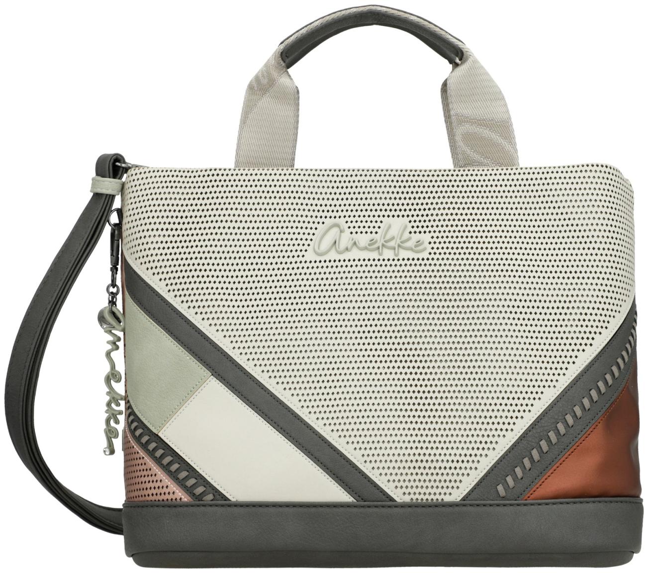 Anekke Kurzgrifftasche Sophia Symmetra Stanzmuster Patchwork hellbeige