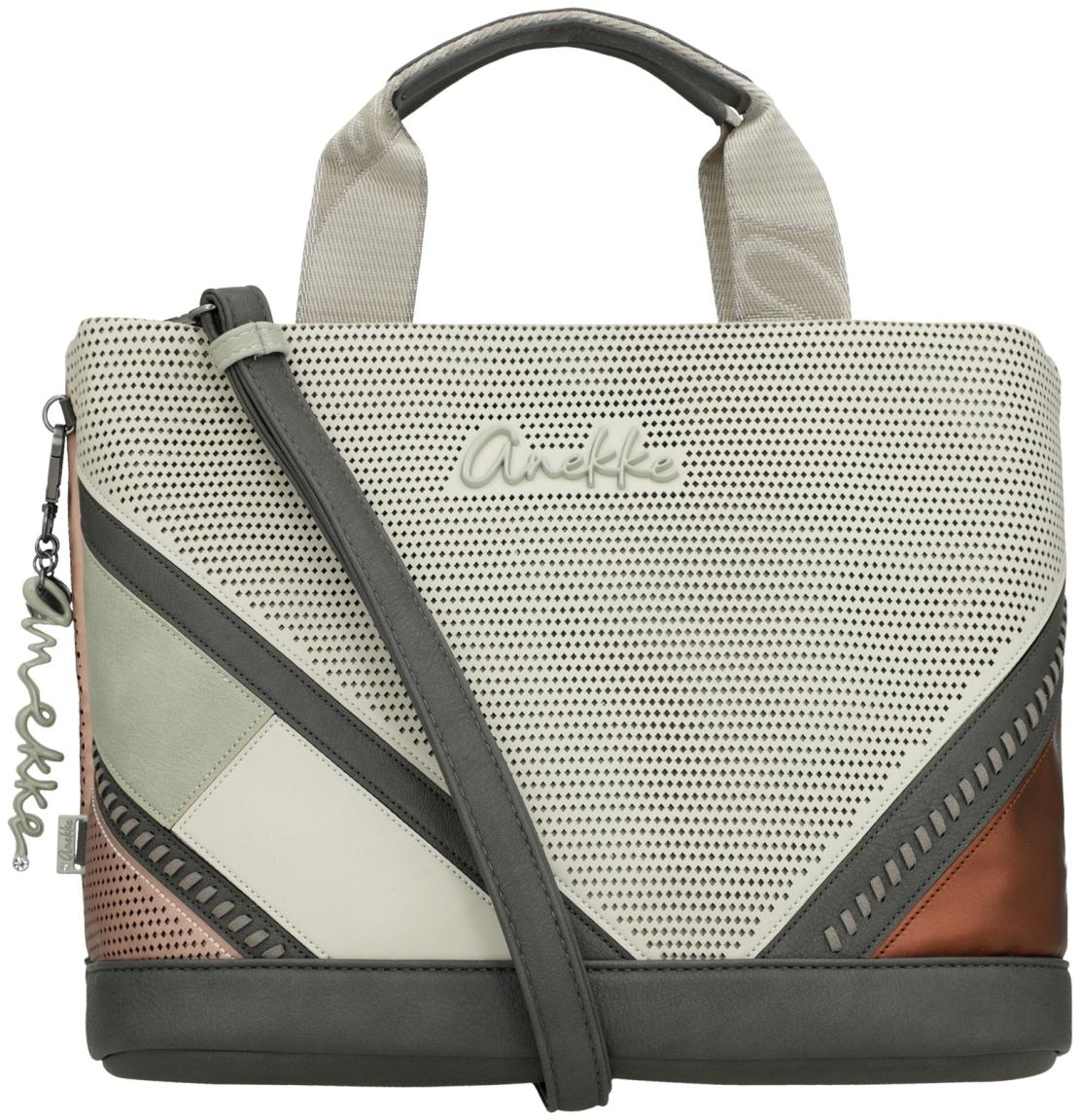 Anekke Kurzgrifftasche Sophia Symmetra Stanzmuster Patchwork hellbeige