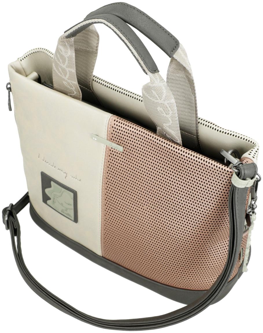 Anekke Kurzgrifftasche Sophia Symmetra Stanzmuster Patchwork hellbeige