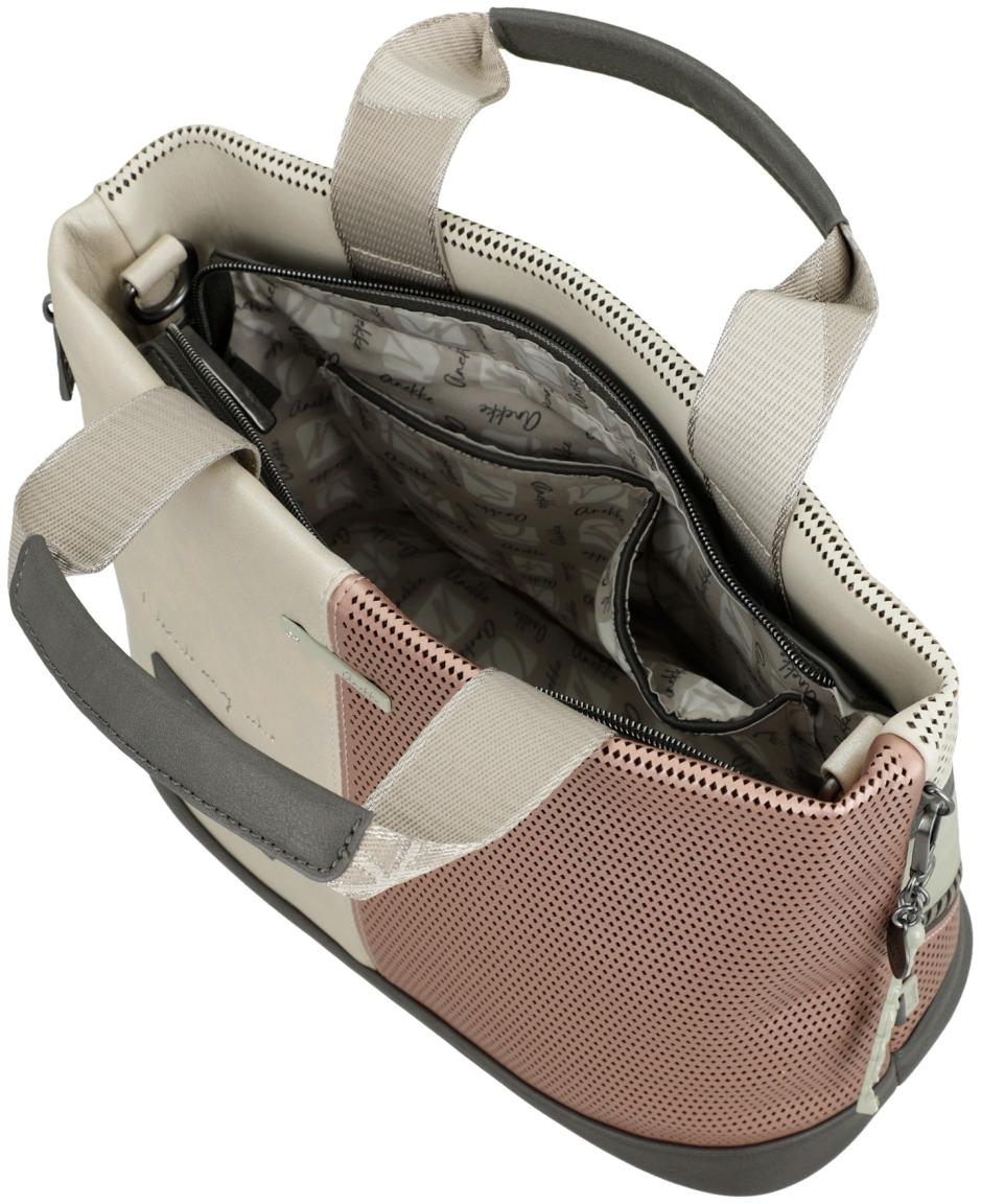 Anekke Kurzgrifftasche Sophia Symmetra Stanzmuster Patchwork hellbeige