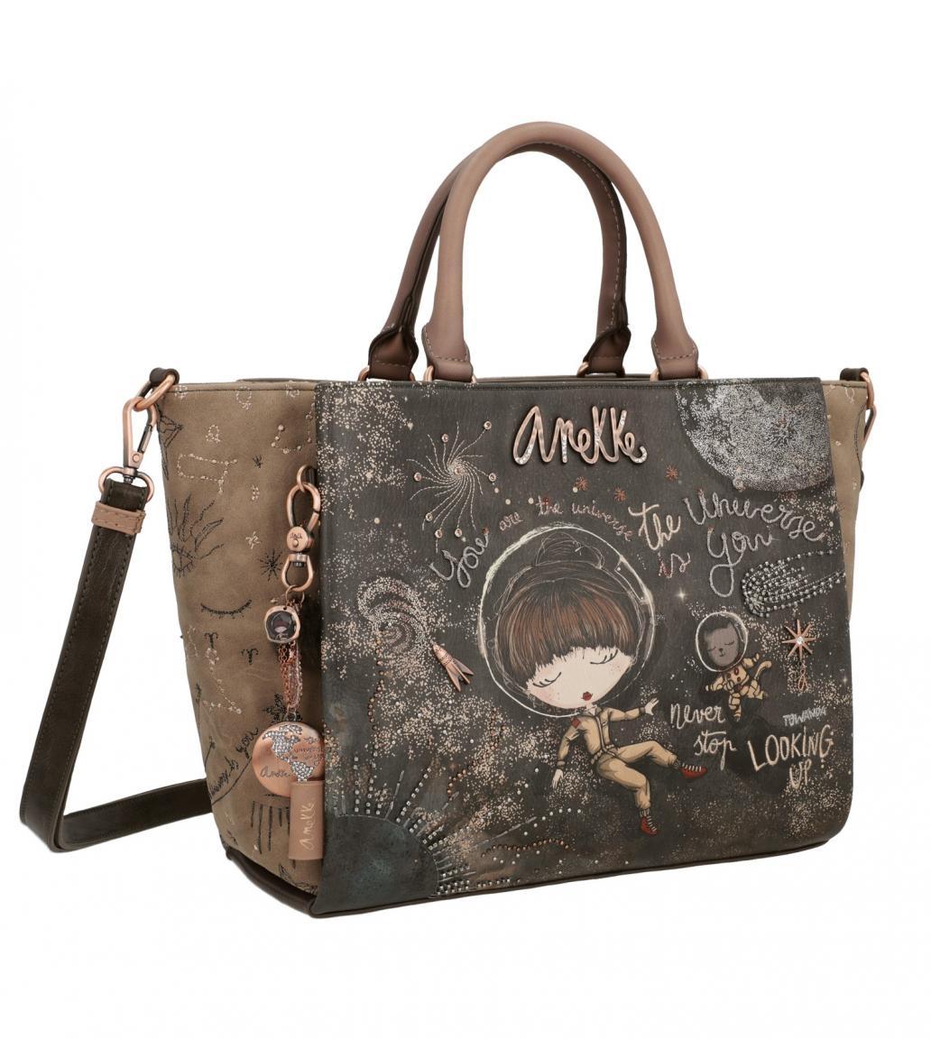 Anekke Kurzgrifftasche Space Stars Planets Universe Glitzer-Applikationen Anhänger
