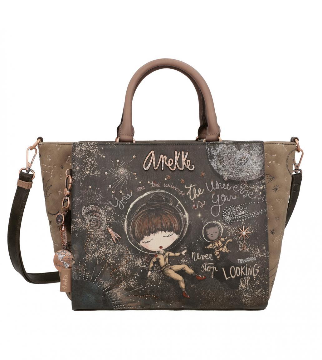 Anekke Kurzgrifftasche Space Stars Planets Universe Glitzer-Applikationen Anhänger