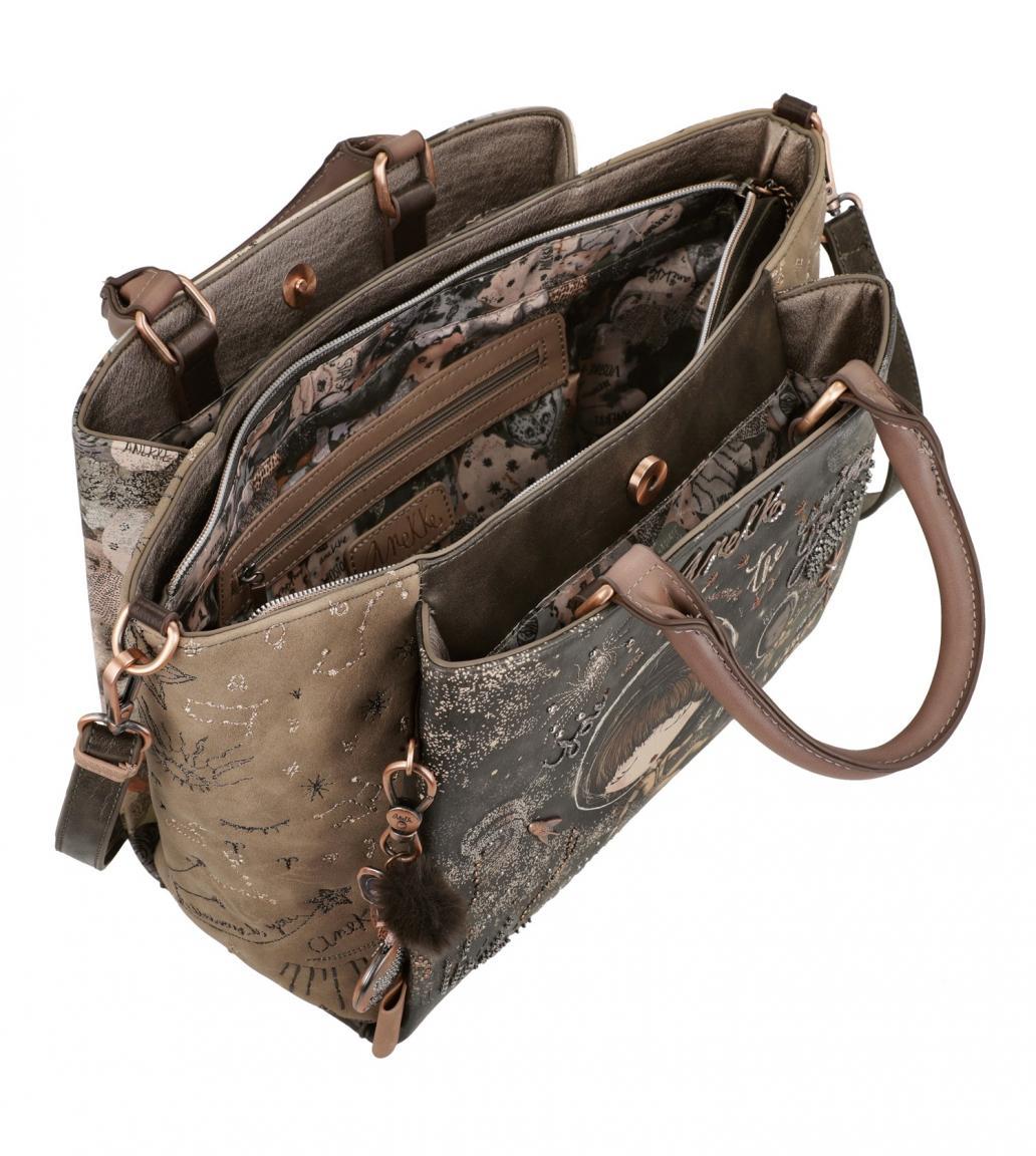 Anekke Kurzgrifftasche Space Stars Planets Universe Glitzer-Applikationen Anhänger