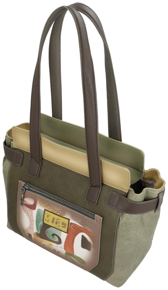 Anekke MUSE Henkeltasche mit Print Olivgrün Bunt 