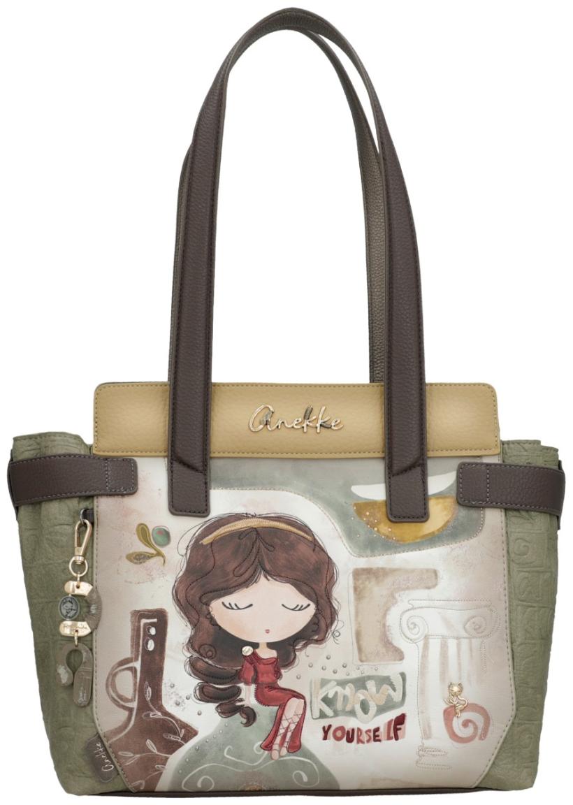 Anekke MUSE Henkeltasche mit Print Olivgrün Bunt