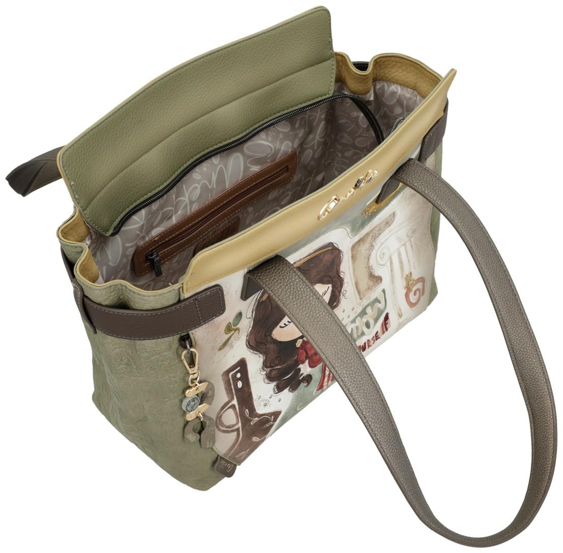 Anekke MUSE Henkeltasche mit Print Olivgrün Bunt