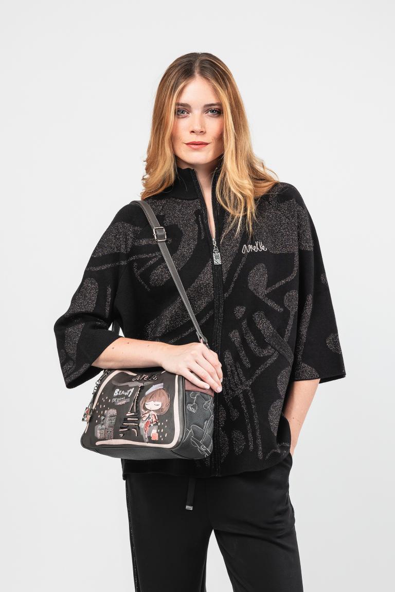 Anekke Mademoiselle Beuteltasche Paris Eiffelturm bestickt dunkelbunt