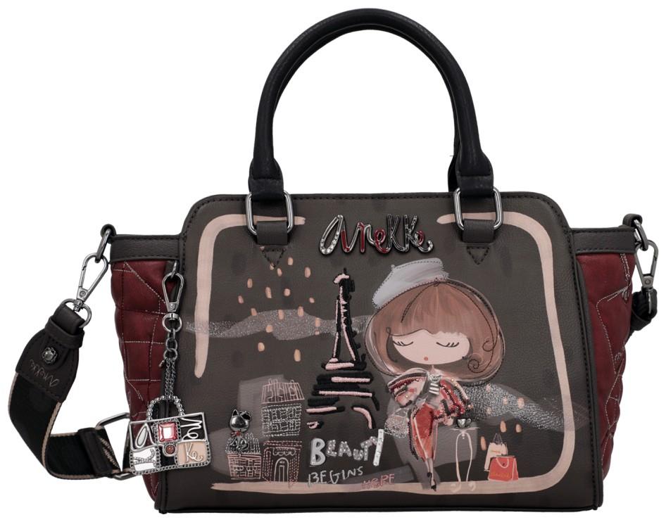 Anekke Mademoiselle Kurzgrifftasche Paris schwarz bordeaux Glitzer 