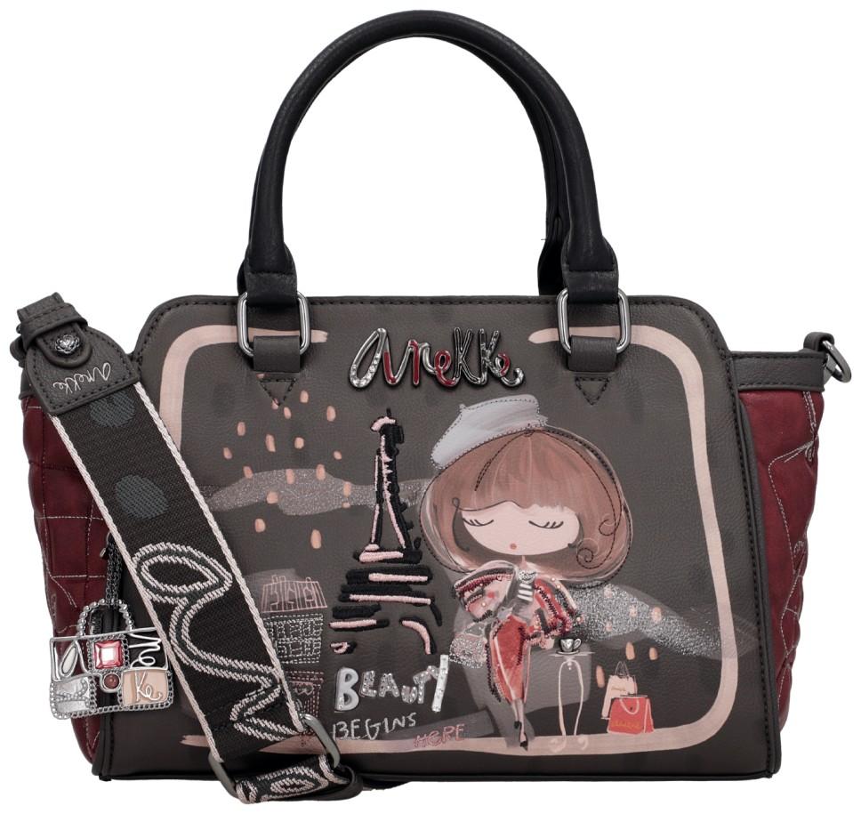 Anekke Mademoiselle Kurzgrifftasche Paris schwarz bordeaux Glitzer 
