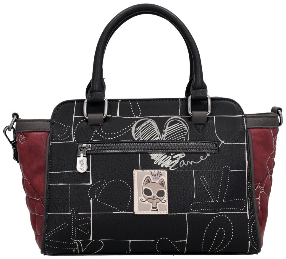 Anekke Mademoiselle Kurzgrifftasche Paris schwarz bordeaux Glitzer 