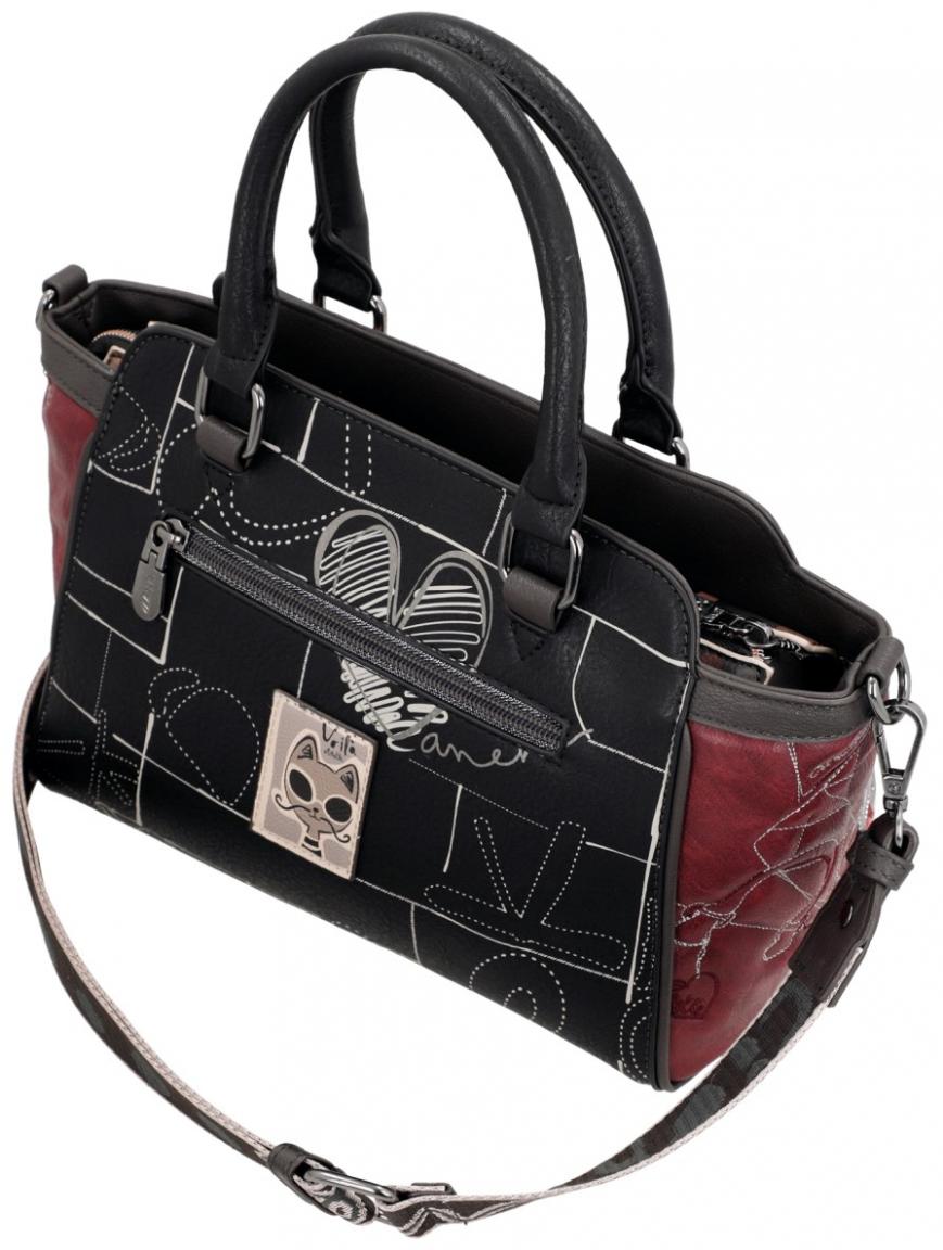 Anekke Mademoiselle Kurzgrifftasche Paris schwarz bordeaux Glitzer 