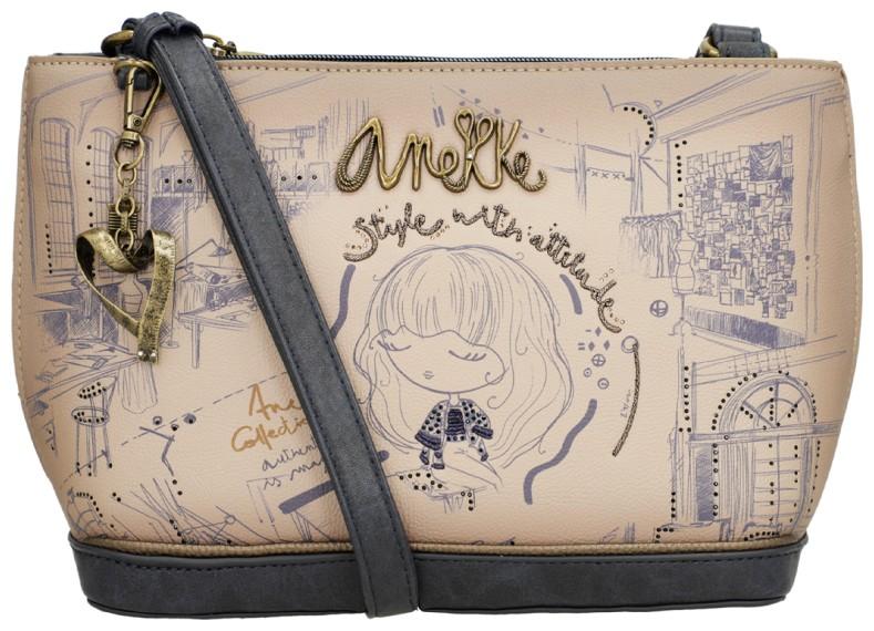 Anekke Mademoiselle Studio Schultertasche Skizzen Taupe