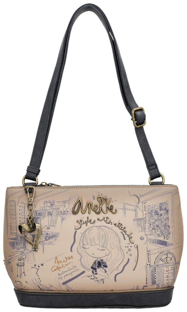 Anekke Mademoiselle Studio Schultertasche Skizzen Taupe