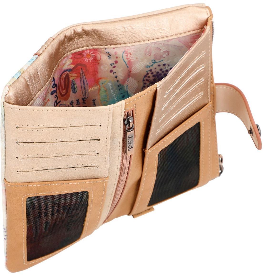 Anekke Mediterranean Slow Life beige bestickt Geldtasche Bastblumen