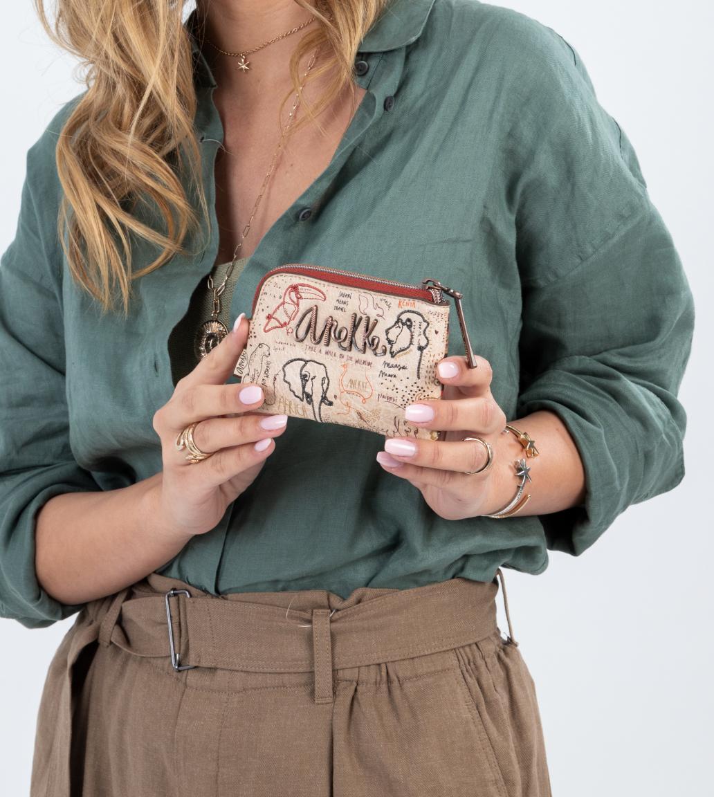 Anekke Münzbörse Kenya Safari Fusion bestickt Tiere beige