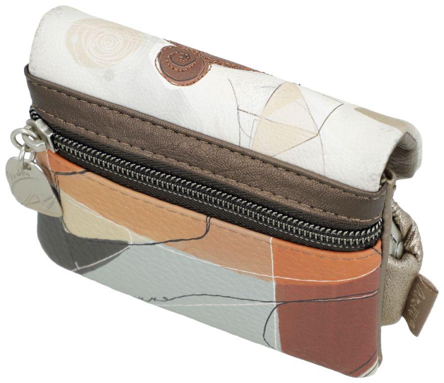 Anekke Münzbörse Kisslock Bügel Sophia Metallic Beige mit Print