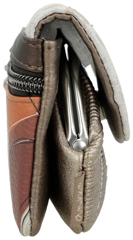 Anekke Münzbörse Kisslock Bügel Sophia Metallic Beige mit Print