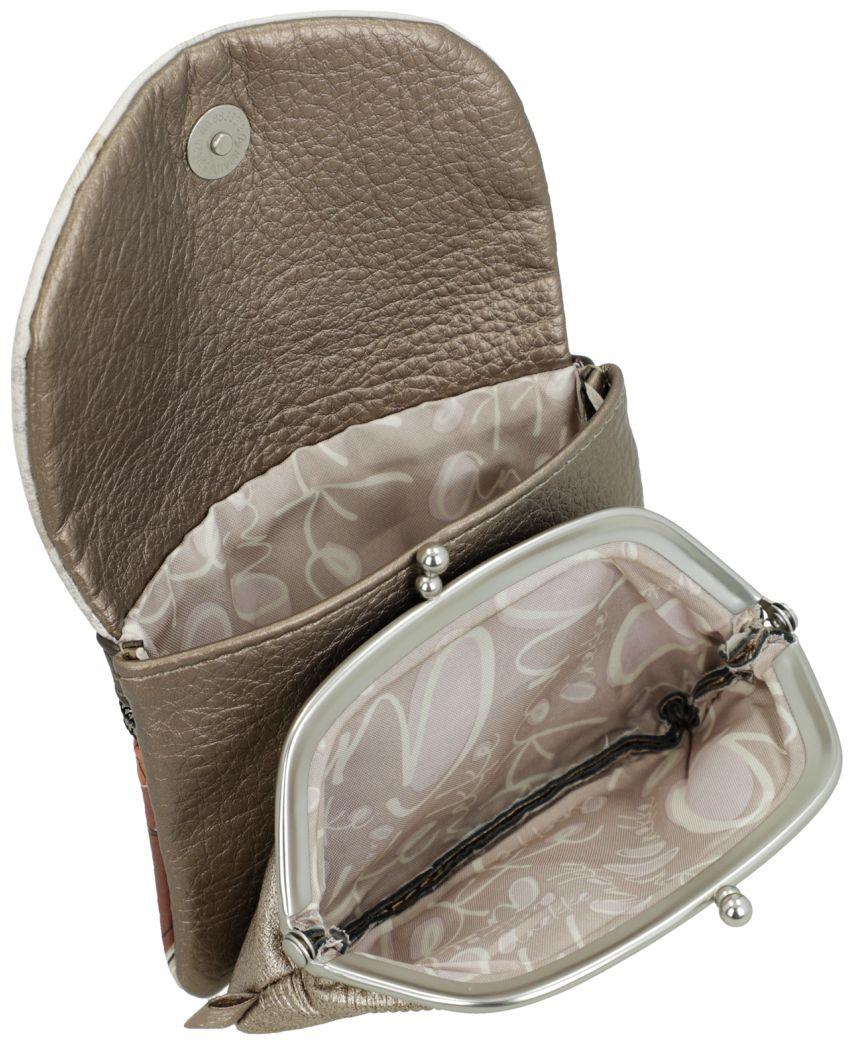 Anekke Münzbörse Kisslock Bügel Sophia Metallic Beige mit Print