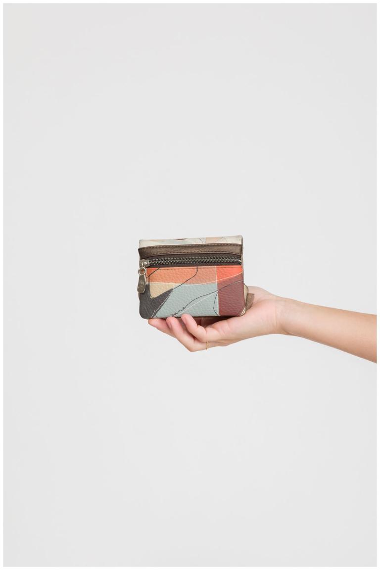 Anekke Münzbörse Kisslock Bügel Sophia Metallic Beige mit Print