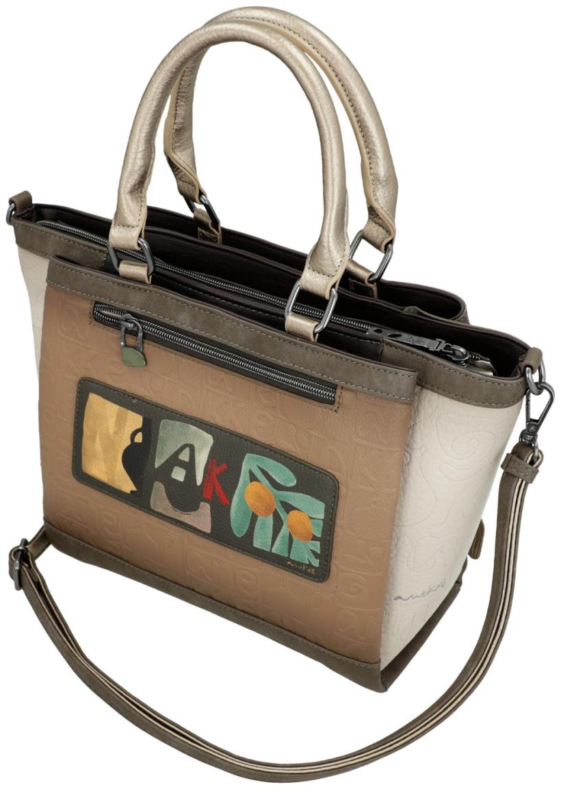 Anekke Muse Amphora Henkeltasche beige taupe Prägung