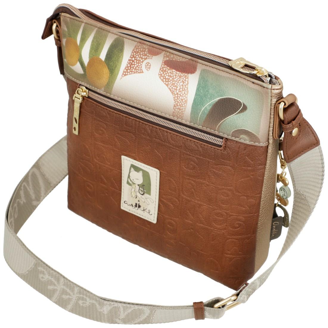 Anekke Muse Beuteltasche Print braun beige bestickt