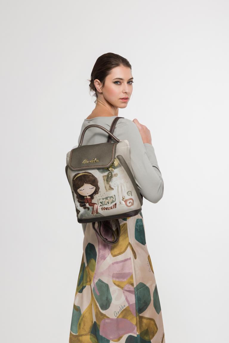 Anekke Muse Damenrucksack Drawstring Überschlag Taupe