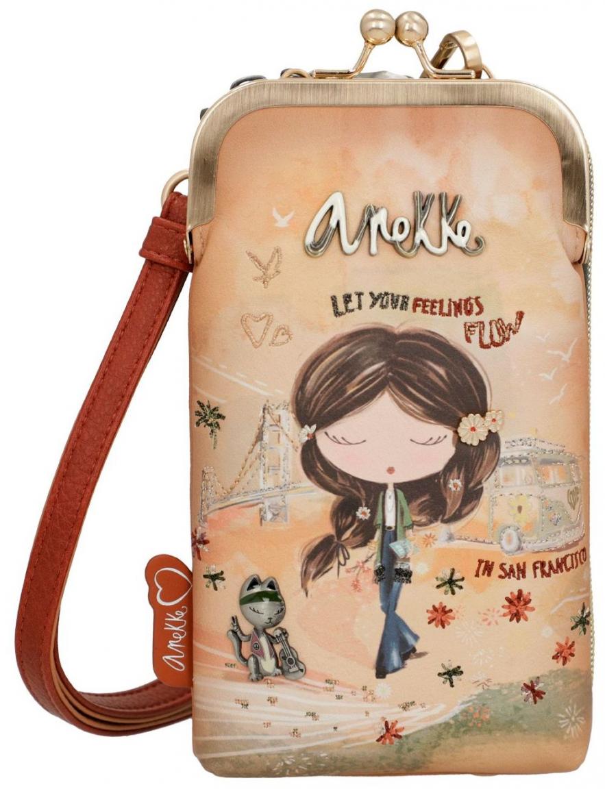 Anekke Peace and Love Camel 3in1 Crossbody Tasche abnehmbare Börse