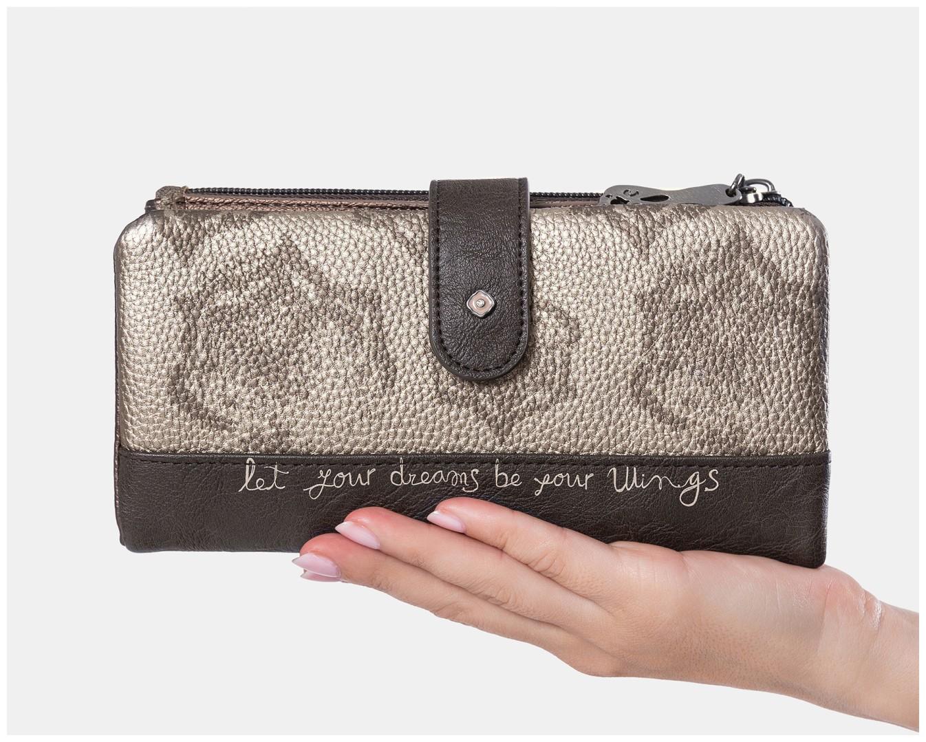 Anekke Real Geldtasche Glitzer beige taupe flexibel