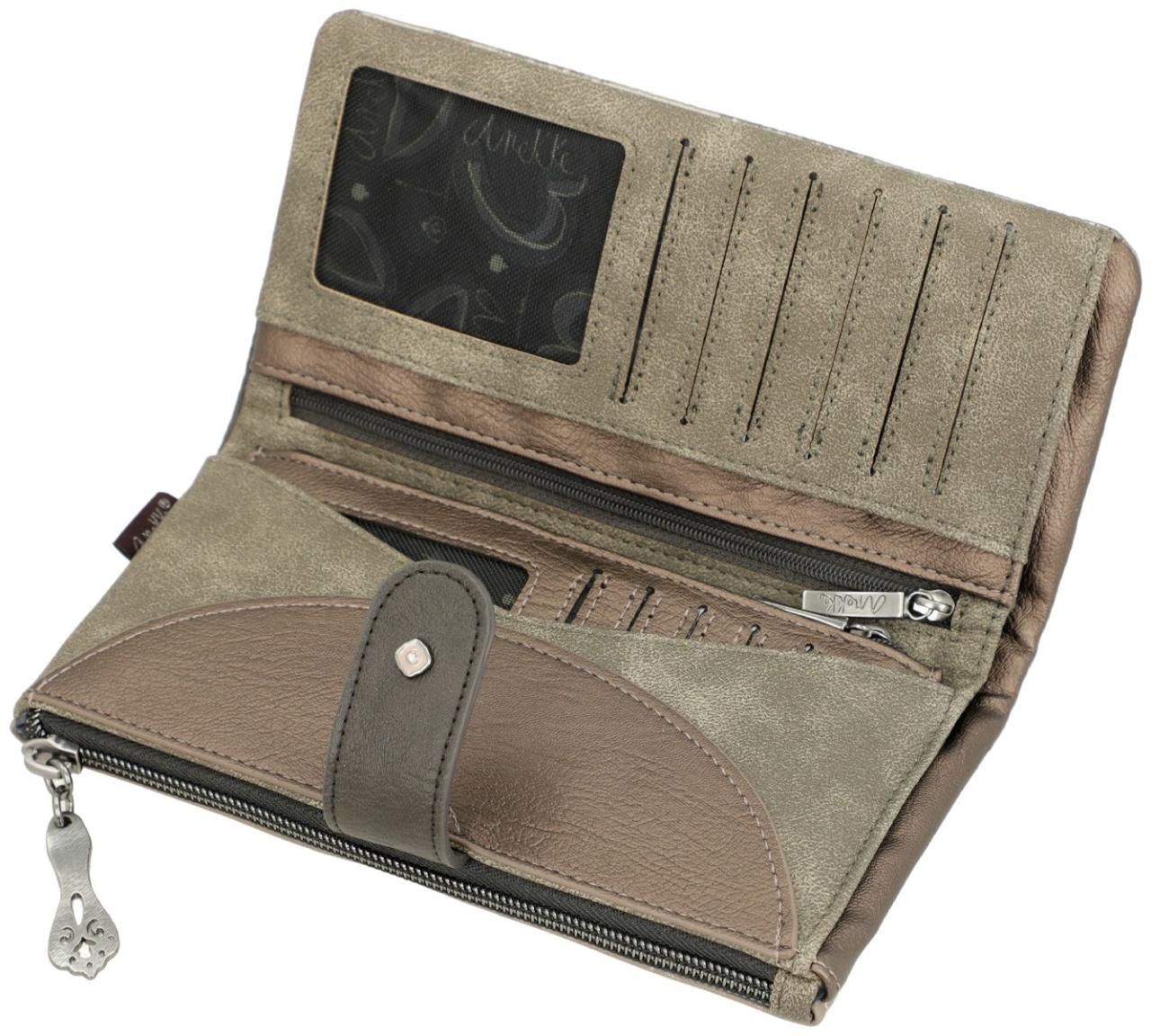 Anekke Real Geldtasche Glitzer beige taupe flexibel