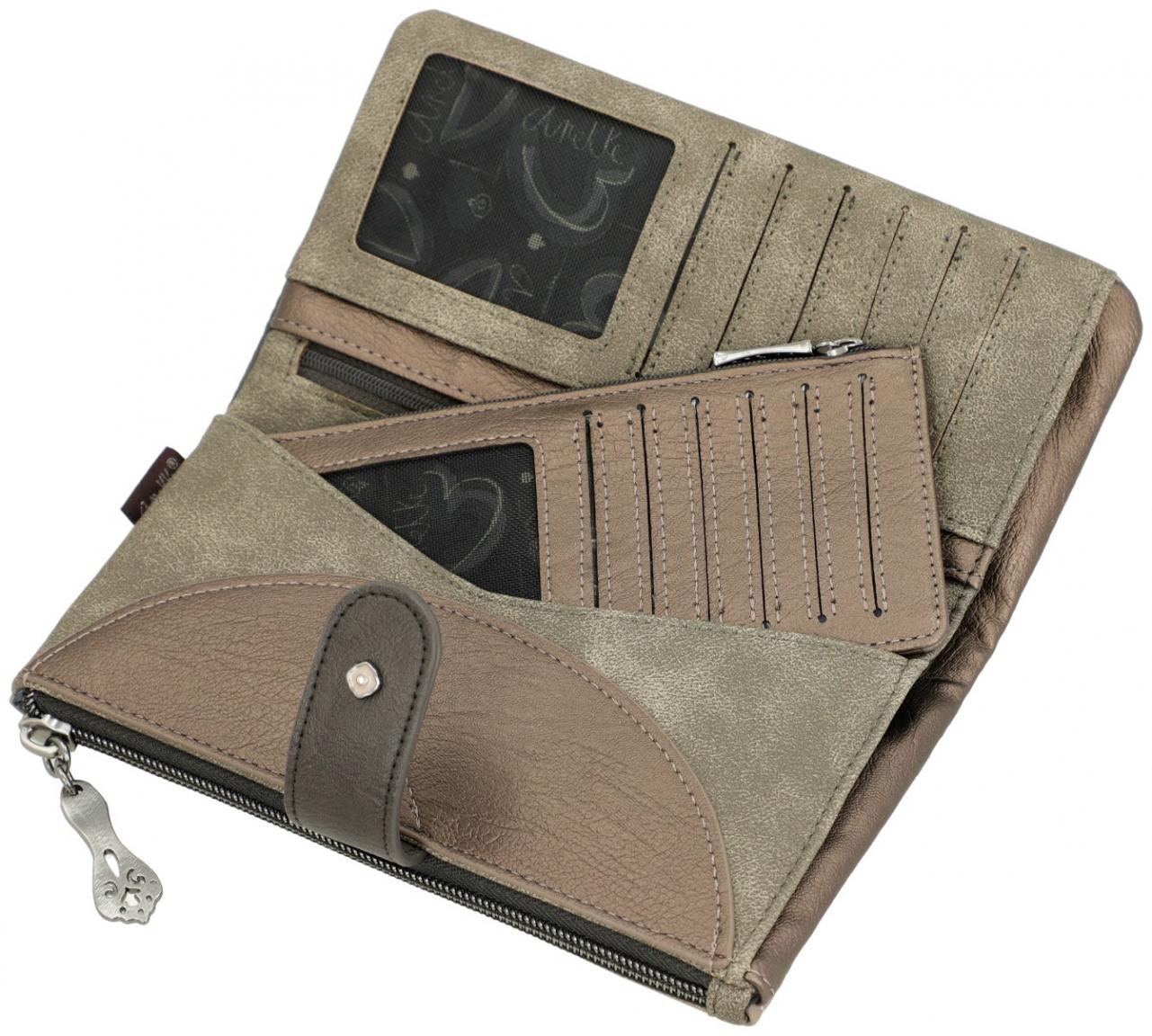 Anekke Real Geldtasche Glitzer beige taupe flexibel