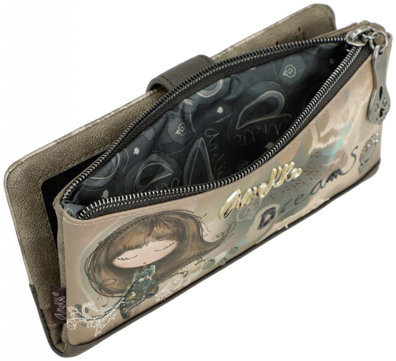 Anekke Real Geldtasche Glitzer beige taupe flexibel