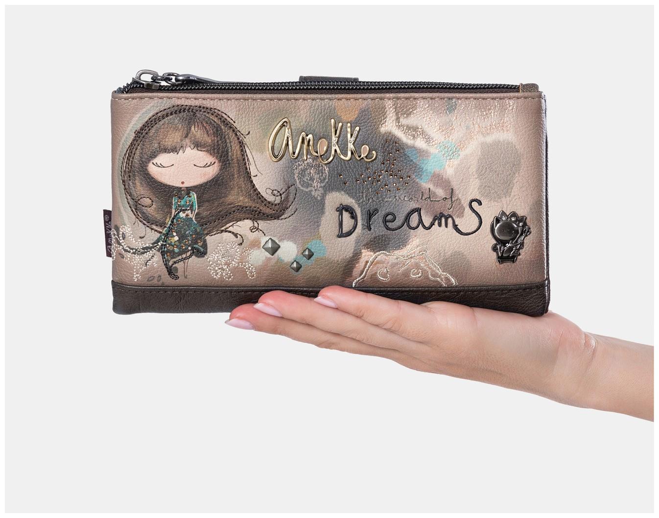 Anekke Real Geldtasche Glitzer beige taupe flexibel