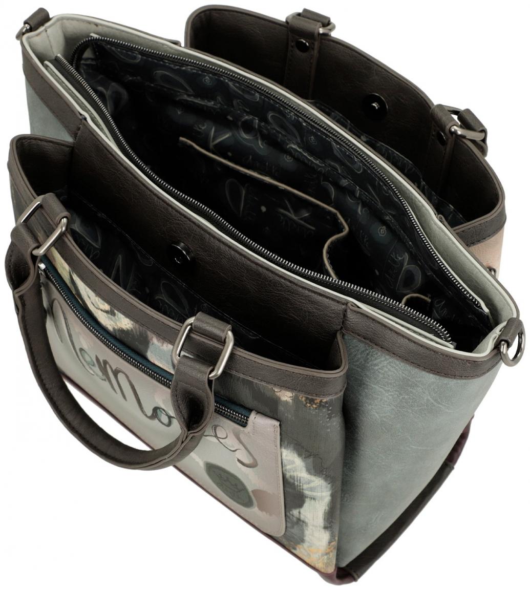Anekke Real Kurzgrifftasche bestickt Strasssteine beige blau