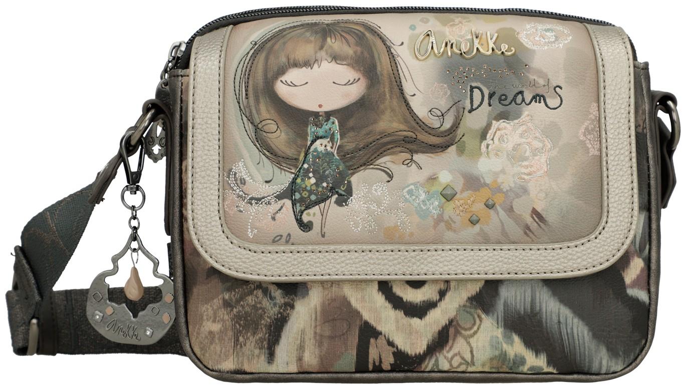 Anekke Real Überschlagtasche Print Stickerei Glitzer Beigetöne