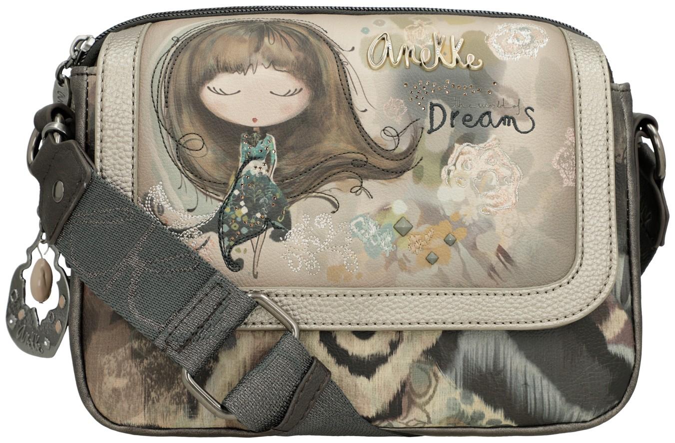 Anekke Real Überschlagtasche Print Stickerei Glitzer Beigetöne