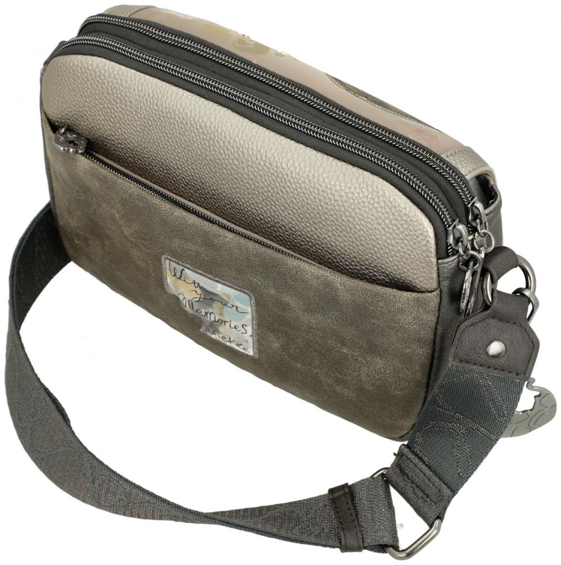Anekke Real Überschlagtasche Print Stickerei Glitzer Beigetöne