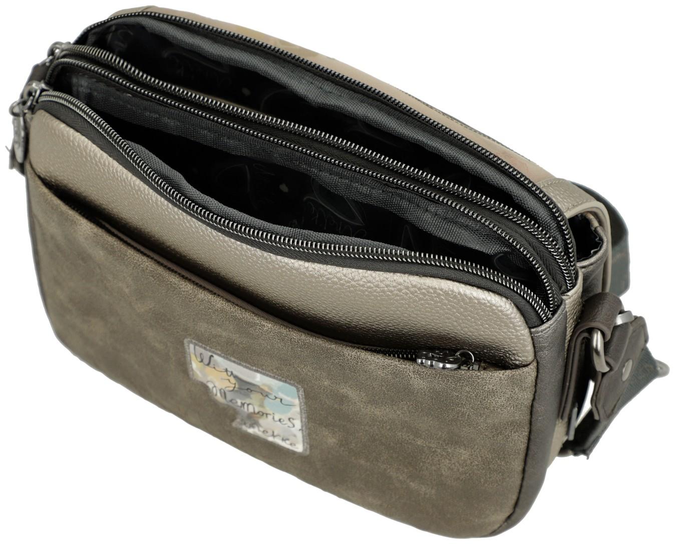 Anekke Real Überschlagtasche Print Stickerei Glitzer Beigetöne