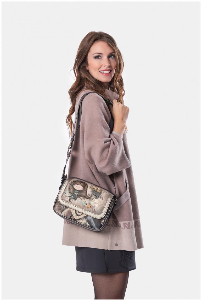 Anekke Real Überschlagtasche Print Stickerei Glitzer Beigetöne