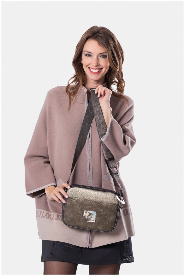 Anekke Real Überschlagtasche Print Stickerei Glitzer Beigetöne