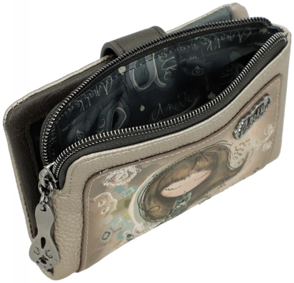 Anekke Real Wallet flexibel Glitzer beige taupe